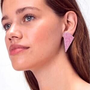 For Love & Lemons Pink Robin Geometric Chunky Glitter Earrings